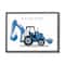 Stupell Industries Blue Backhoe Construction Truck Wall Art in Black Frame